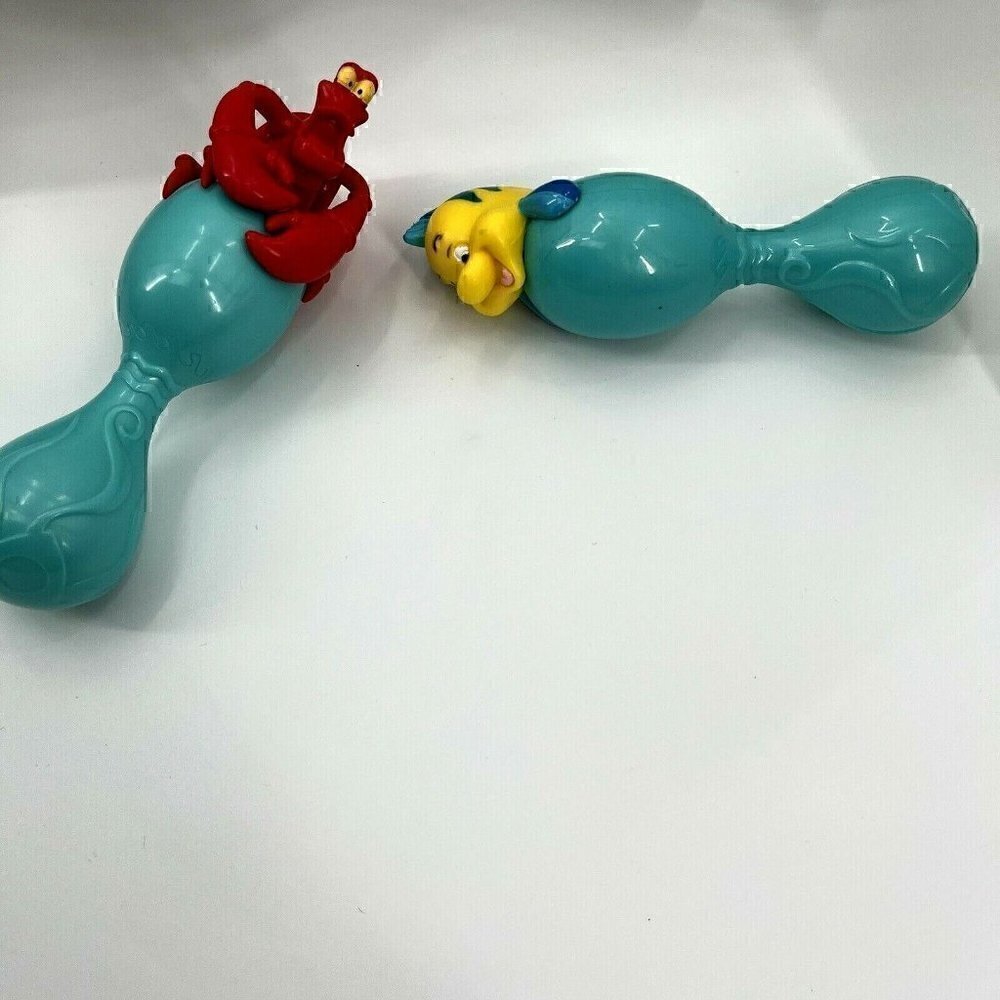 2013 DISNEY LITTLE MERMAID Musical Instruments Set Pair of 6" Maracas Sebastian